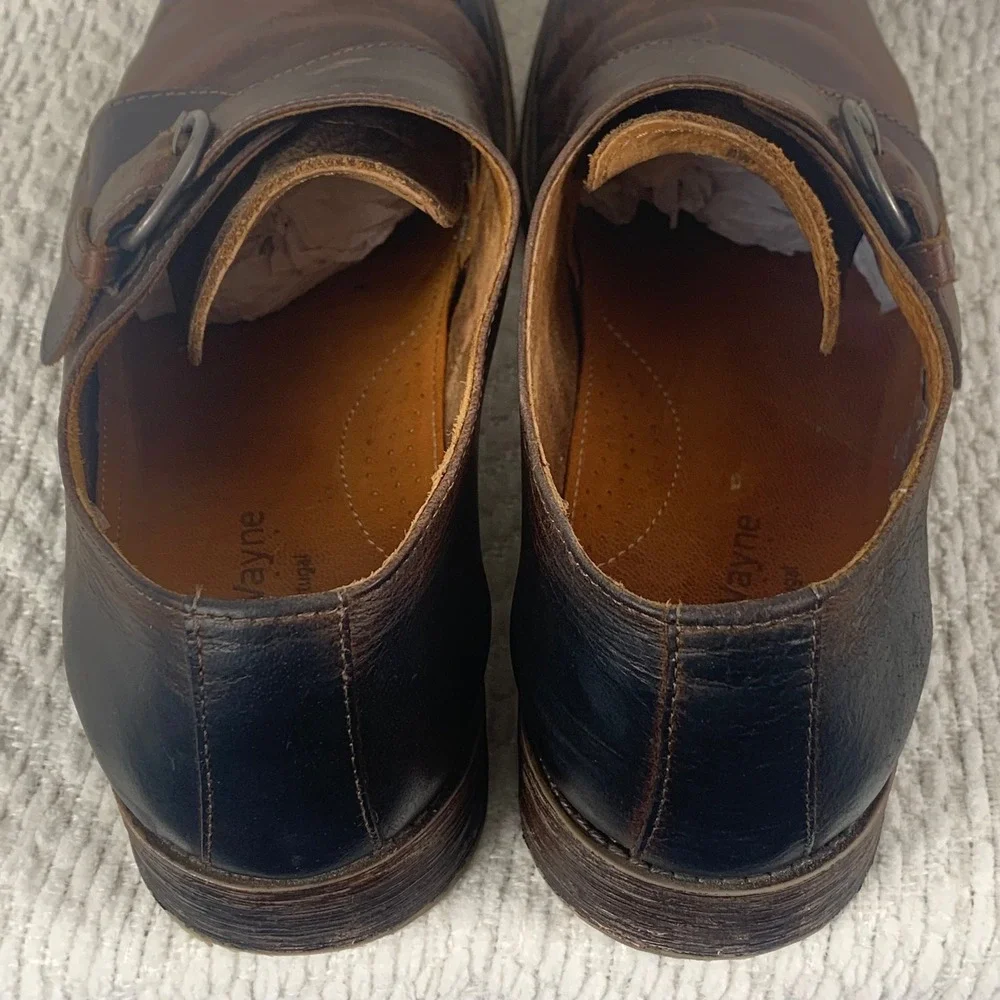 Robert Wayne Mens 11 Brown Leather Double Monk Strap Brogue Dress Shoes Portugal